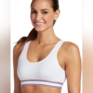 Jockey White Cotton Blend Stretchy Sports Bra-Bralette. Size Small/P